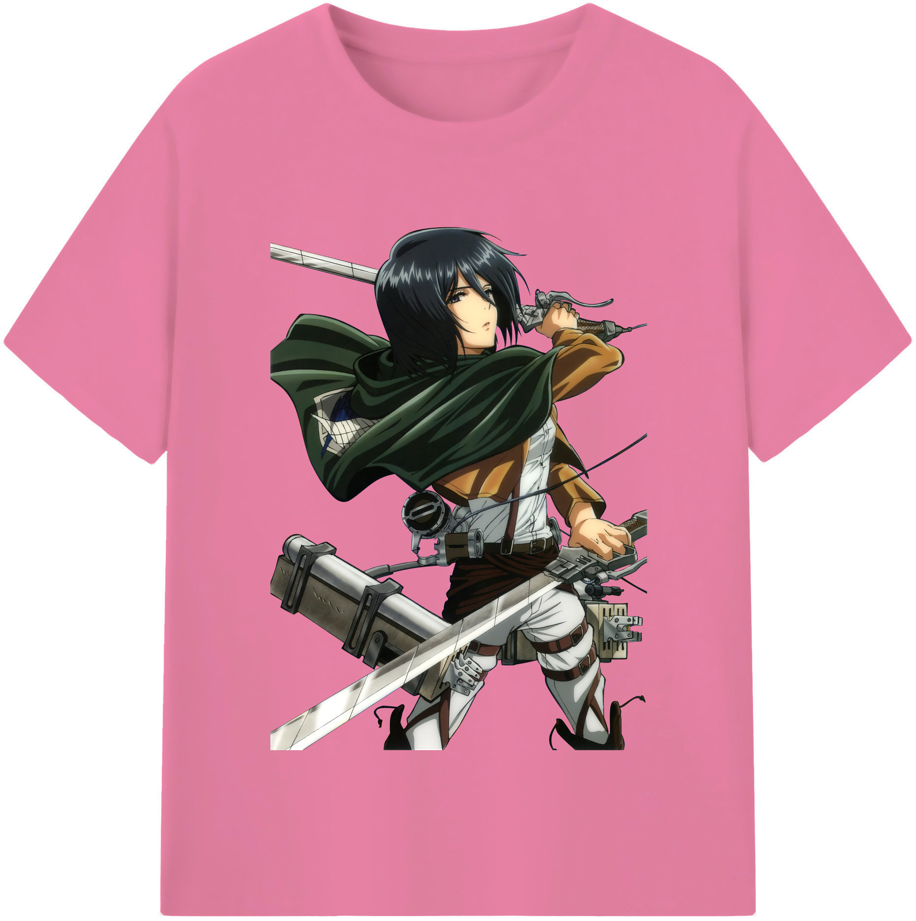 （画像用） 進撃の巨人 ミカサ·アッカーマン Attack on Titan Mikasa Ackerman 綿100％半袖Tシャツ（フロントプリント）